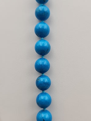 Turquoise 28" Beaded Necklace With Matching 14k Gold Post Stud Earrings