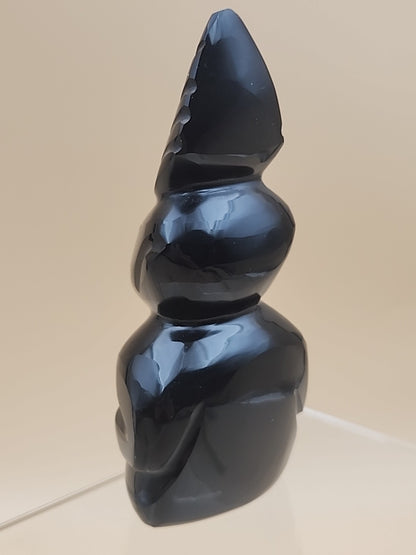 Gold Sheen Obsidian Hand Carved Mayan Aztec Statue