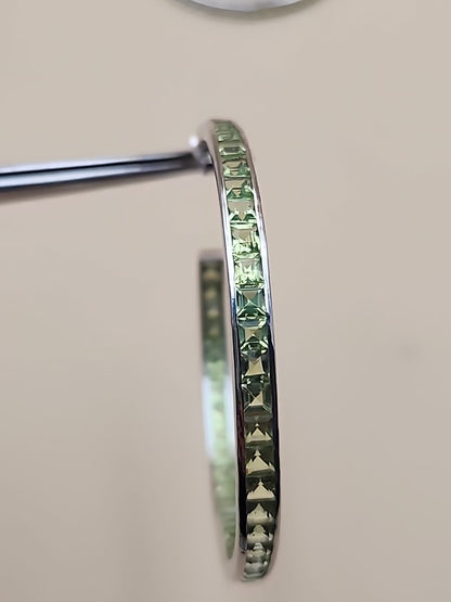 JTV Green Peridot/Sterling Silver/ 2" Channel Set/ Inside Out Hoop Earrings