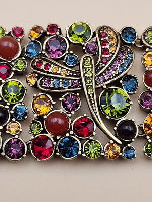 HEIDI DAUS Multi Color Faceted Swarovski Crystal/Dragonfly Panel Bracelet