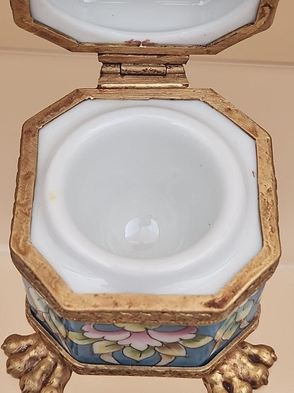 LIMOGES Peint A La Main #2559 Of 3400 Limited Edition Gilt Bronze Trinket Box