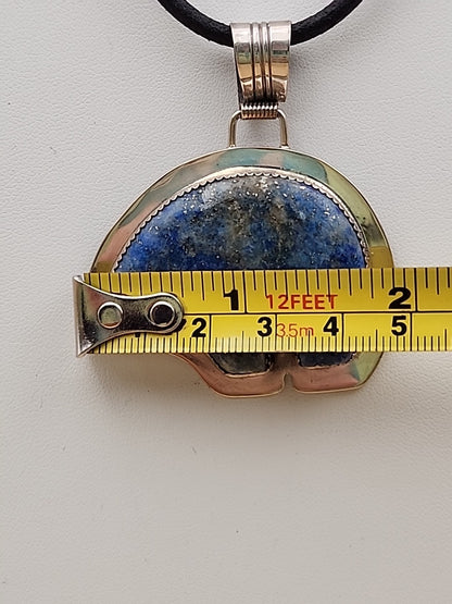 BENJAMIN PIASO NAVAJO Lapis Lazuli Bear/Sterling Silver Navajo Bear Pendant