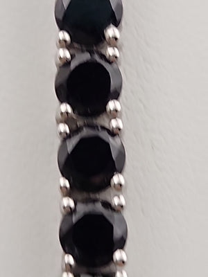 Black Onyx/Sterling Silver 18" Tennis Necklace