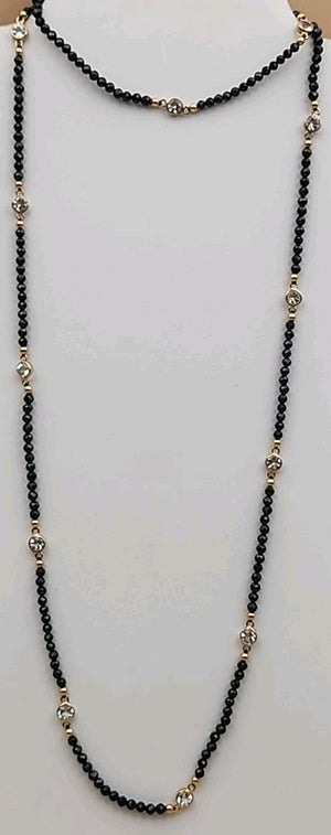 HSN Faceted Black Onyx/Topaz/14k Over Sterling Silver 36" Necklace