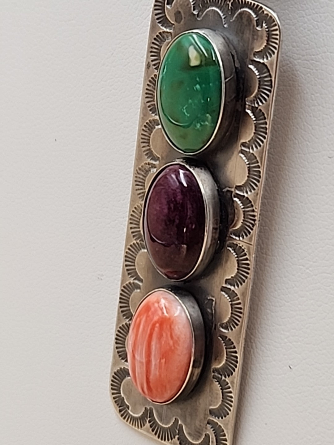 TONY YAZZIE N.A.  NAVAJO Spiny Oyster/Turquoise/Sterling Silver Pendant