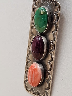 TONY YAZZIE N.A.  NAVAJO Spiny Oyster/Turquoise/Sterling Silver Pendant