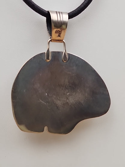 BENJAMIN PIASO NAVAJO Lapis Lazuli Bear/Sterling Silver Navajo Bear Pendant