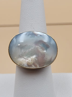 Vienesse Mother Of Pearl/14k Gold/Larkavite Stone Ring Size 8