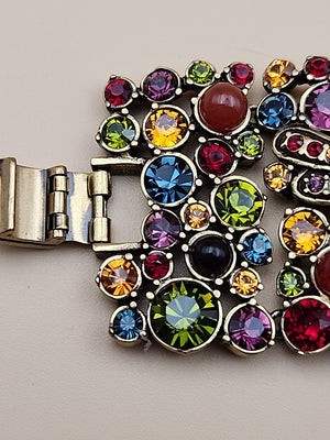 HEIDI DAUS Multi Color Faceted Swarovski Crystal/Dragonfly Panel Bracelet