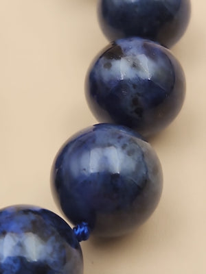 Blue Dumortierite Polished 14mm Bead/Sterling Silver Clasp 17" Necklace