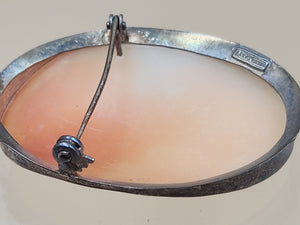 Sterling Silver Victorian Hand Carved 40mm Cameo Pendant/Brooch