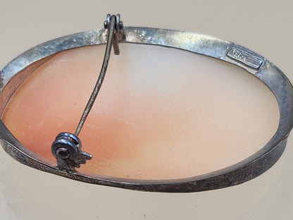 Sterling Silver Victorian Hand Carved 40mm Cameo Pendant/Brooch