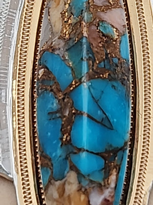Chrysocolla Shattuckite/ Engraved Sterling Silver Hoop Style Dangle Earrings