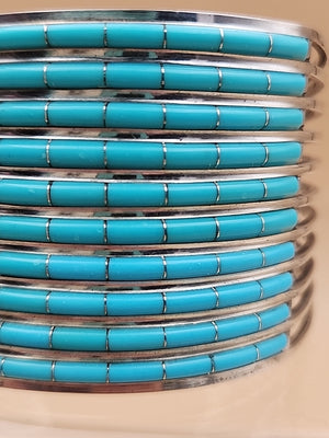 ANSON LETICIA WALLACE ZUNI Turquoise Inlaid/Sterling Silver Cuff Bracelet