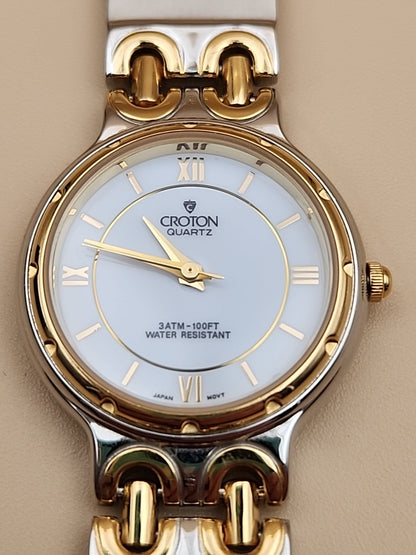 CROTON Vintage Quartz Gold/Silver Tone Women's Wristwatch New Battery