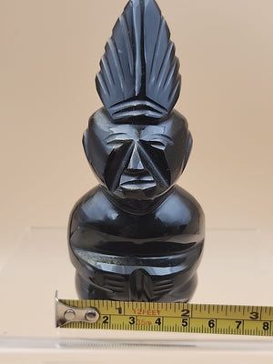Gold Sheen Obsidian Hand Carved Mayan Aztec Statue