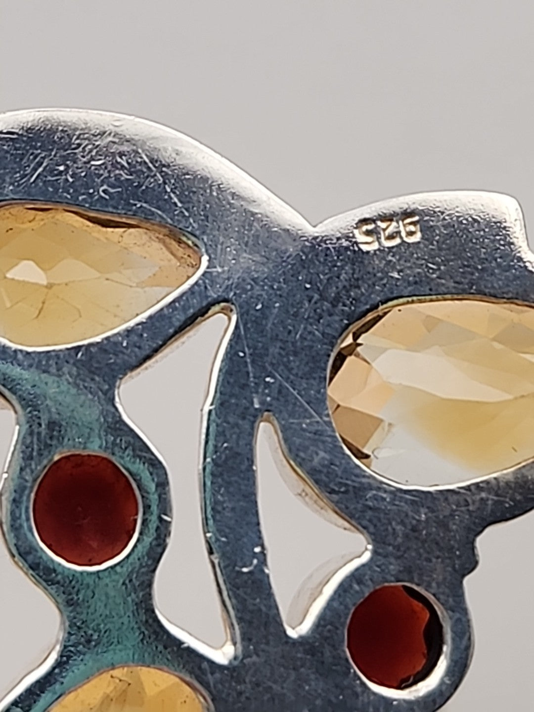Garnet/Citrine/Sterling Silver Mixed Cut Pendant