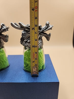 5IVESIS Set Of 2 Pewter Dragons Head Shot Glasses