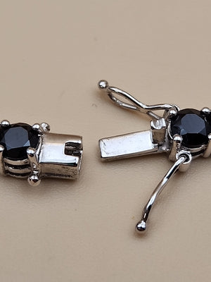 Black Onyx/Sterling Silver 18" Tennis Necklace