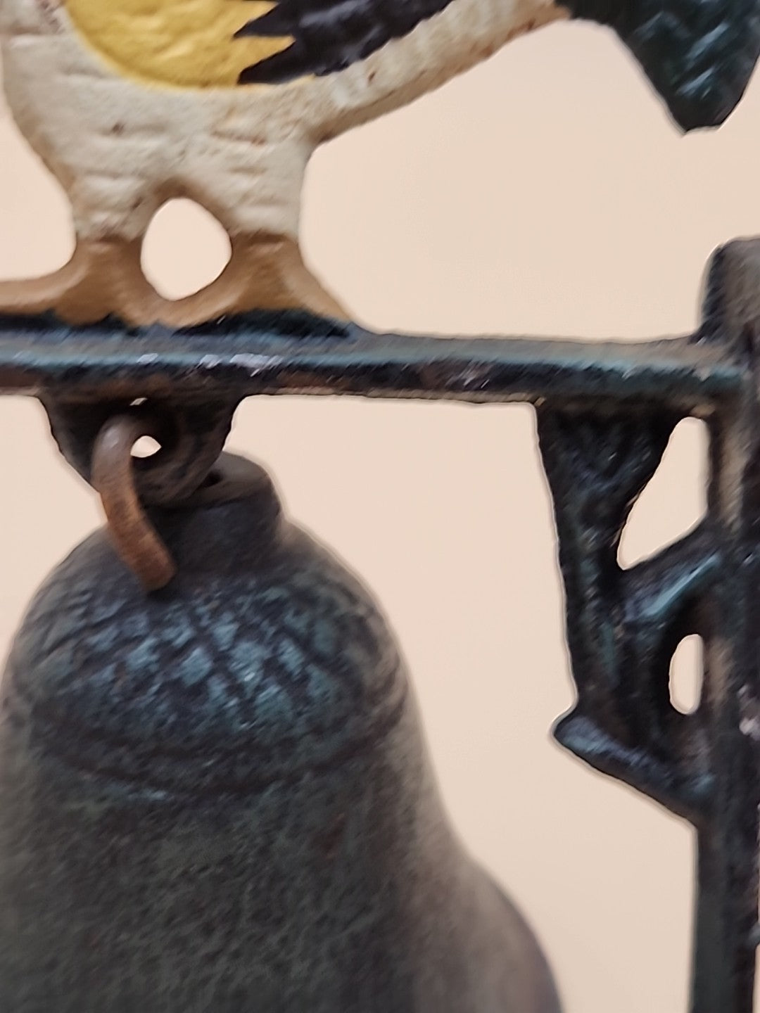 Vintage Cast Iron Painted Rooster Dinner Bell 6.5” Tall Door Bell