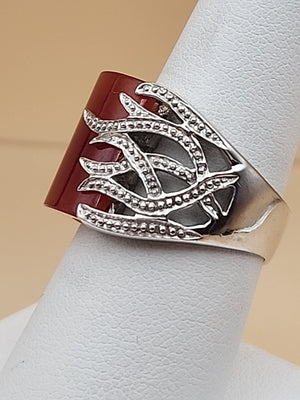 Carnelion Agate-Aqeeq/Sterling Silver Ring Size 8