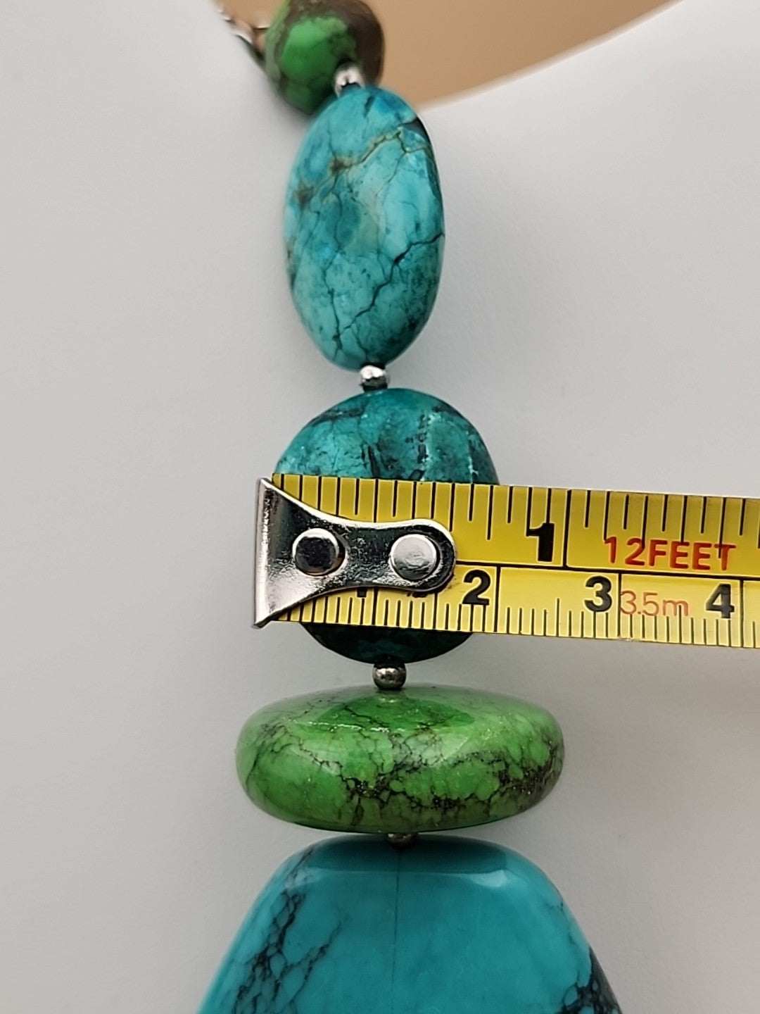 AMY KAHN RUSSELL Original  Green &  Blue Chunky Turquoise 24" Necklace 9.5 OZ TW