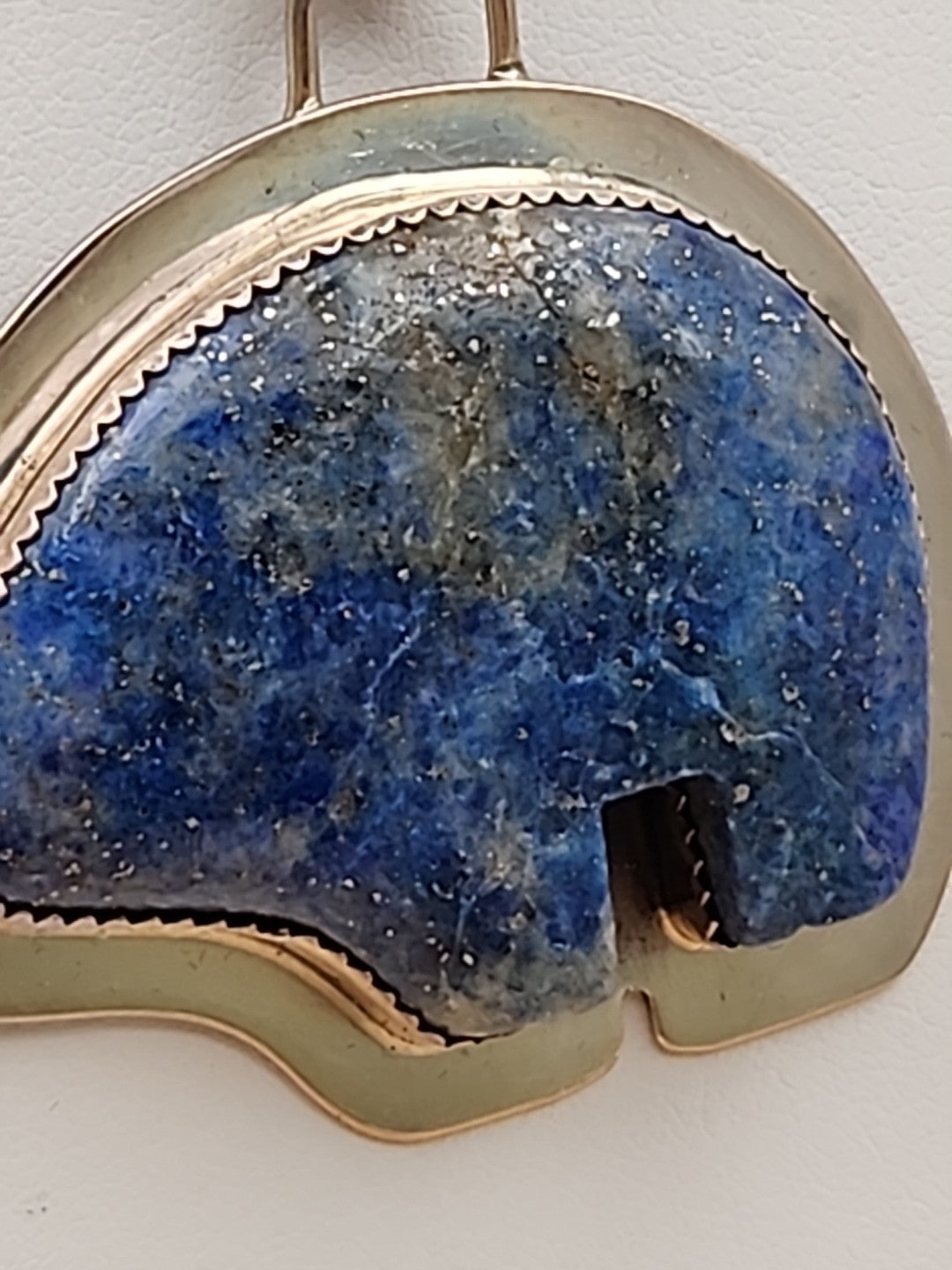 BENJAMIN PIASO NAVAJO Lapis Lazuli Bear/Sterling Silver Navajo Bear Pendant