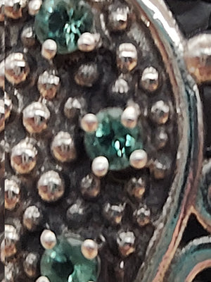 BERIA Turkish Turquoise/Mystic Topaz/Green Onyx/Sterling Silver Filagree Pendant