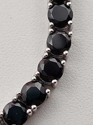 Black Onyx/Sterling Silver 18" Tennis Necklace