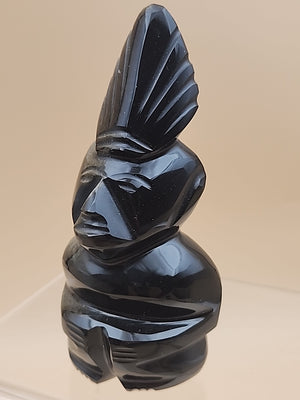 Gold Sheen Obsidian Hand Carved Mayan Aztec Statue