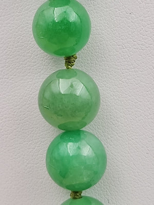 GRASSMAN-BLAKE 14k/Natural Green Onyx/Double Knotted/Graduated/Beaded Necklace