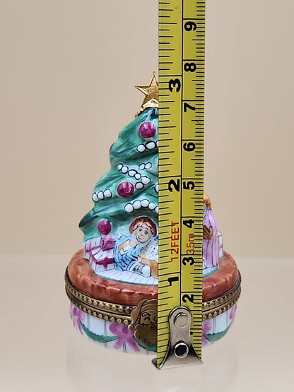 LIMOGES "Childrens Christmas Morning Joy" Hand Painted Limited Edition 338/1000