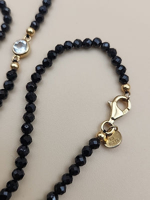 HSN Faceted Black Onyx/Topaz/14k Over Sterling Silver 36" Necklace