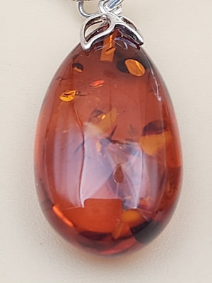 Baltic Cognac Amber/Sterling Silver 1.75" Drop/Dangle Earrings