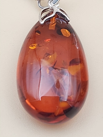Baltic Cognac Amber/Sterling Silver 1.75" Drop/Dangle Earrings