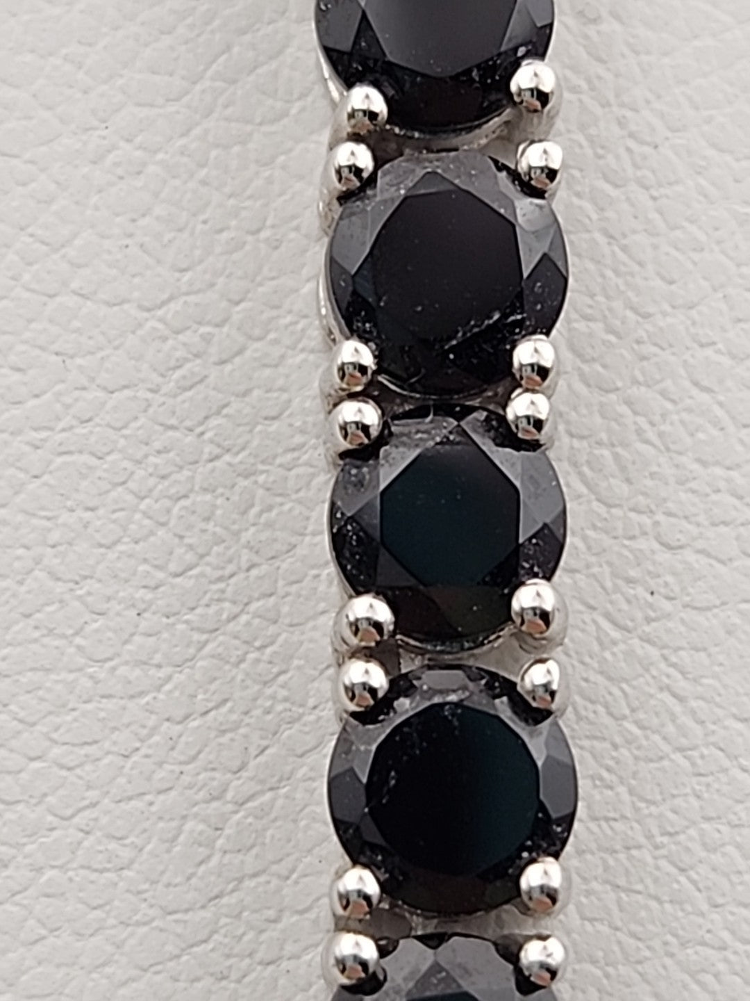 Black Onyx/Sterling Silver 18" Tennis Necklace