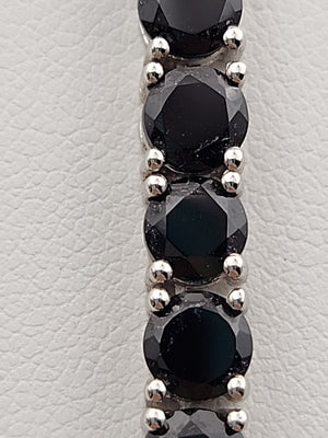 Black Onyx/Sterling Silver 18" Tennis Necklace