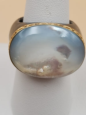 Vienesse Mother Of Pearl/14k Gold/Larkavite Stone Ring Size 8