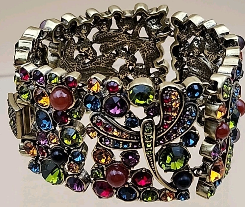 HEIDI DAUS Multi Color Faceted Swarovski Crystal/Dragonfly Panel Bracelet