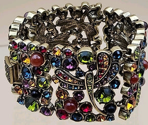 HEIDI DAUS Multi Color Faceted Swarovski Crystal/Dragonfly Panel Bracelet