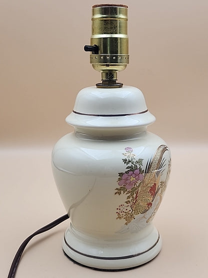 Asian Style/Hand Painted Pheasant Floral Motif/ Ginger Lamp