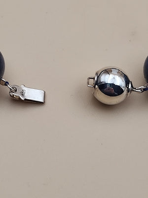 Blue Dumortierite Polished 14mm Bead/Sterling Silver Clasp 17" Necklace