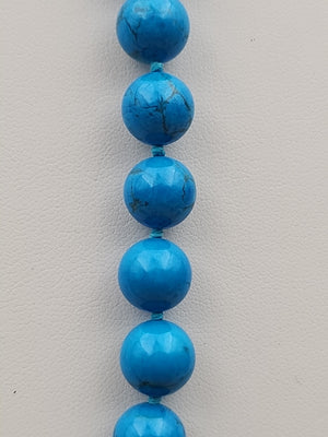 Turquoise 28" Beaded Necklace With Matching 14k Gold Post Stud Earrings