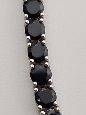 Black Onyx/Sterling Silver 18" Tennis Necklace