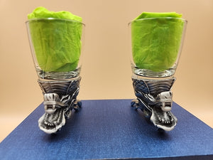 5IVESIS Set Of 2 Pewter Dragons Head Shot Glasses