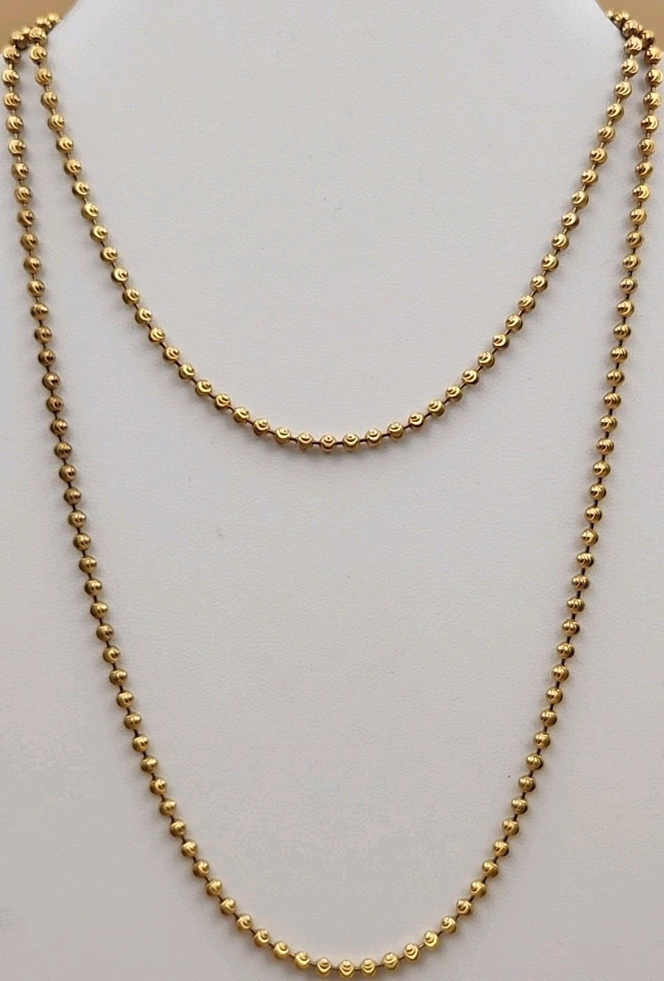 Italian Moon Cut/Gold Plated/Sterling Silver/30" Ball Bead Chain Necklace