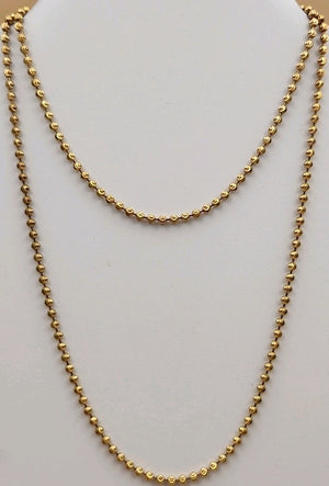Italian Moon Cut/Gold Plated/Sterling Silver/30" Ball Bead Chain Necklace