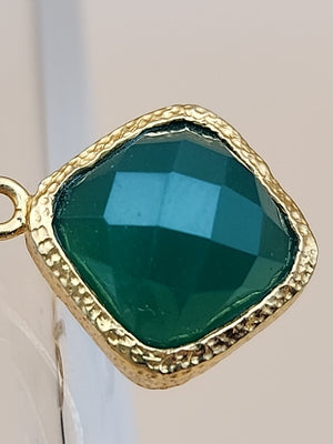 HSN CAROL BRODIE Gold Vermeil Faceted Black & Green Onyx Pear Drop Earrings
