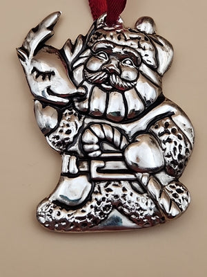 GORHAM Sterling Silver Plated Santa Claus Christmas Ornaments Set Of 3
