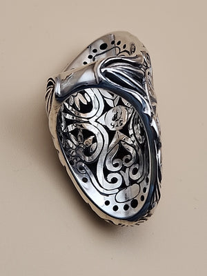 SAMUEL B. Red Jasper  Sterling Silver Filigree Ring Size 7